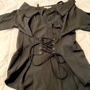 Harper Black button down with front corset